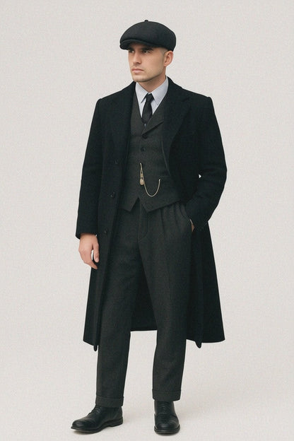 Brand New Quality Peaky Blinders Style Tweed Vested Peaky Blinders Suits - Peaky Blinders Outfit + Overcoat + Hat
