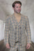Tan Plaid Suit - Camel Khaki Tan Beige Color -  Double Breasted  Vested Mens Suit Windowpane Pattern - Modern Fit