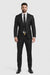 Shiny Sharkskin Jet Black 2 Button Style Jacket Flat Front Pants New Style