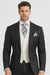 Men'S Black 2 Buttons Chalk Bold Stripe ~ Pinstripe Double Breasted Shawl Collar 1920'S 30'S Fashion Vintage Pattern No Vest Included Suit