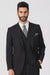 Mens Notch Lapel Three buttons Solid Black Vested Lapeled Vested 3PC Suit Wide leg Pleated pants