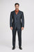 Men'S 3 Piece Sharkskin Suit Flat Front Pants Shiny Flashy Satin Silky Metallic Blue