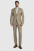 Mens 2 Button Classic Fit Pleated Pant Suit in Khaki