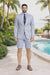 Men's Summer Business Suits With Shorts Pants Set (Sport Coat Looking) Light Gray