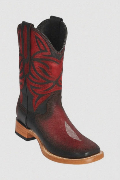 Los Altos Boots Single Stone Stingray And Deer Faded Burgundy