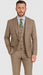 Mens 2 Button Vested Peak Lapel Plaid Suit in Tan