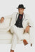 Men’s High Zoot Suit – Black & White Trim Pimp Tuxedo | Vintage Zuit Suit Style