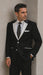 Men'S 2 Button White Peak Lapel Black Slim Fit Suit