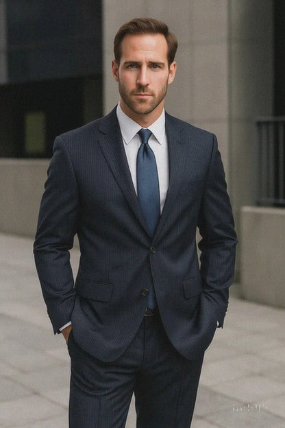 Men's Dark Navy Pinstripe Italian Design Suit