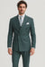 Mens "Hunter Green - Olive Green" Double Breasted Pinstripe Suit - Flat Front Pant
