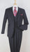 Classic Wool Fabric Fit - Pleated Pant - Peak Lapel With Double Breasted Vest - Athletic Fit Dark Navy with Blue Stripe Mens Suit