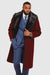 Burgundy Overcoat ~ Long Men's Dress Topcoat -  Winter coat With Fur Collar in and Fabric