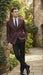 Men’s Burgundy Paisley Blazer Sport Coat – Velvet Dinner Jacket floral in Maroon Wine Color Ultra Slim Fit Smoking Jacket