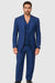 Tiglio Rosso Suit  - Classic Fit Athletic Cut 100% Wool Super 150s Italian Fabric Peak Lapel in Color Blue