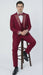 Men's Burgundy and White Embellished Tuxedo Suit – Slim Fit 3-Piece Formal Wedding, Prom, and Gala Outfit
