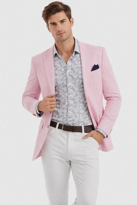 Linen Blazer - Pink Linen Sportcoat