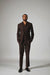 Tiglio Rosso Suit  - Classic Fit Athletic Cut 100% Wool Super 150s Italian Fabric Peak Lapel in Color Chocolate Brown