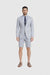 Men's Summer Business Suits With Shorts Pants Set (Sport Coat Looking) Light Gray