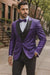 Purple Paisley-200VP  Two Toned Paisley Blazer or Tuxedo Suit + Pants Vested + Black Lapel Blazer Looking