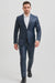Mens Blue Slim Fit Faux Leather Suit – 1 Button Notch Lapel
