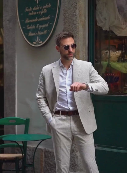 Tan Seersucker Suit Modern Fit