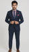 Vitali Brand Suits - Slim Fit 2 Button Sharkskin Textured Pattern Tapered Fit Suit With Vent Dark Blue Online Discount Fashion Sale