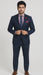 Vitali Brand Suits - Slim Fit 2 Button Sharkskin Textured Pattern Tapered Fit Suit With Vent Dark Blue Online Discount Fashion Sale