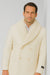 Men’s Ivory Double-Breasted Peacoat Overcoat with Faux Fur Shawl Collar – Alberto Nardoni Wool Collection