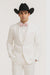 Western Suit - Trajes Para Hombres - Cowboy Formal Attire - Trajes De Novio - Notch Lapel Besom Pocket One Button White Suit