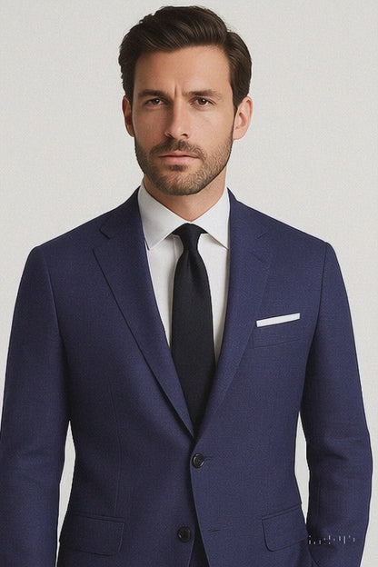 Alberto Nardoni Linen Dark Navy Blue Vested 3 Pieces Summer Linen Wedding/Groom/Groomsmen Suit Jacket & Pants & Vest Suit - Mens Linen Suit