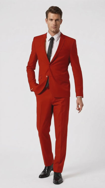 Men's Red Wool Suit Separates – Mix and Match 2-Piece Suit, Classic Two-Button Formal & Wedding Suit for Men