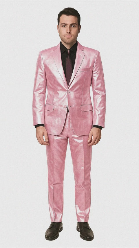 Shiny Metallic Party Pink Suit