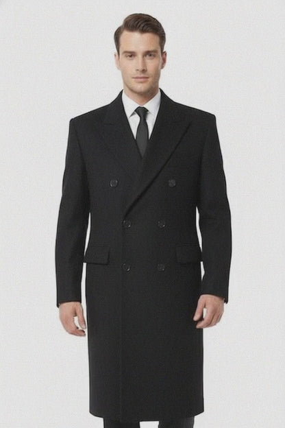 Men'S Six Buttons Black Fully Lined Men'S Overcoat Long Coat Winter Men'S Topcoat Sale