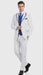 Men’s White and Royal Blue Pinstripe 3-Piece Suit – Classic Fit Blazer with Vest, Pants, and Tie