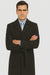 Men's Dress Coat Belted Very Dark Grey Almost Black Full Length Blend Long Men's Dress Topcoat -  Winter coat Very Dark Grey Almost Black Color - Men's Overcoat