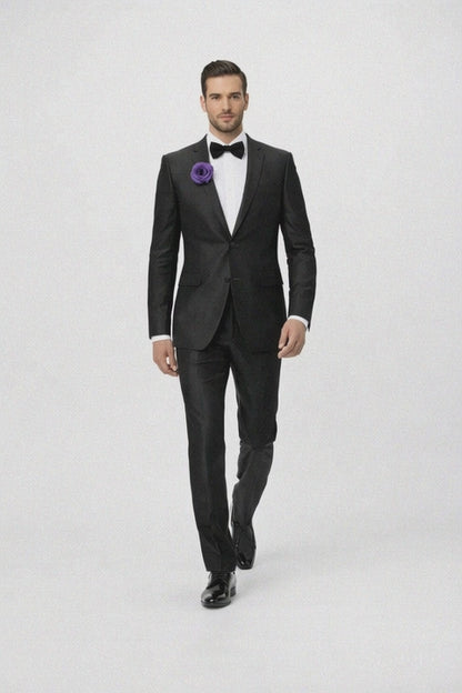 Men's Black Shiny Two Piece Slim Fitted Suits Oxford Men's Sharkskin Suit