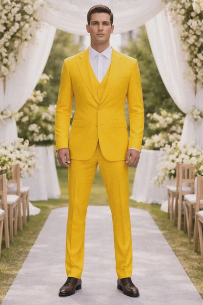FESTIVE Colorful Alberto Nardoni Men'S Vested 3 Piece Suit Yellow