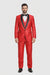 Red Shiny Tuxedo Vested Suit - Sateen Sharkskin Fabric Groom Suit
