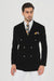 Mens Slim Fit Double Breasted With Brass Buttons - Black Sportcoat