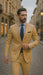 Men's Sand Linen Tapered Cutting Two Button Suit - Mens Linen Suit