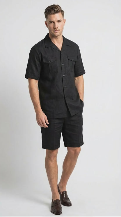 Men’s Black Walking Suit with Short – Classic Leisure and Casual Outfit