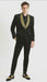 Mens Black and Gold Jacquard Tuxedo Blazer – Luxury Shawl Collar Wedding and Party Smoking Jacket