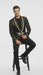 Men’s Black and Gold Embroidered Luxury Blazer – Designer Floral Pattern Wedding & Party Jacket (Sim534)