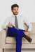 Soft cotton Stage Party classic flat-front Regular Rise Slacks - Royal Blue pants