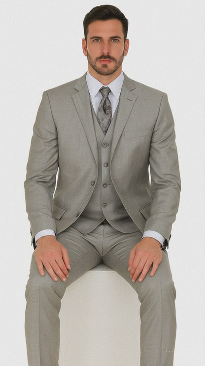 Vitali Brand Suits - Men'S Stone Double Vented Super Fine Poly Blend Suit