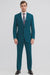 Umberto Bonelli Men's Two Buttons Dark Teal 2-piece suits Flat Front Pants