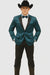 Men's 2 Buttons Slim Fit Teal Sharkskin Blazer Sport coat