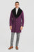 Mens Purple Overcoat With Fur Collar - Purple Topcoat