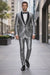 Silver Shiny Tuxedo Vested Suit - Sateen Sharkskin Fabric Groom Suit