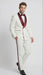Men’s Ivory and Burgundy Jacquard Tuxedo Suit – Luxury Slim Fit 3-Piece Formal Wedding, Prom, and Gala Outfit in Cream Off White Color